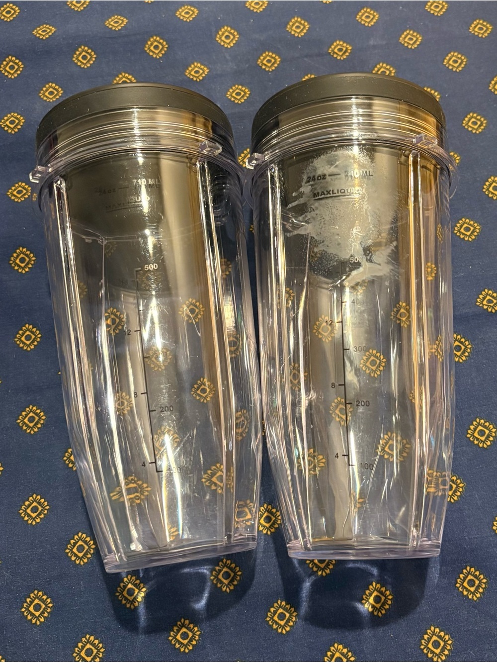 Portable Clear Blender Cups with Black Lids - Pack of 2
